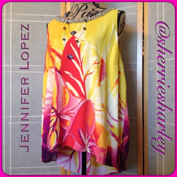 Jennifer Lopez Plus Size Tropical Floral Top 2X Layered Light Look! - Picture 4 of 8